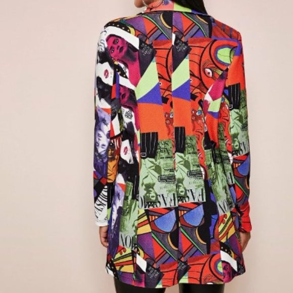 Allover Print Single Button Longline Blazer - Picture 2 of 8